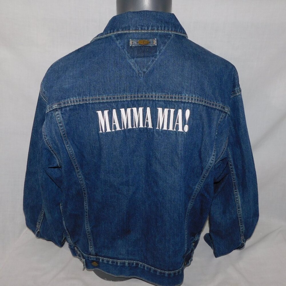 Mamma Mia Musical Toronto Company mens S Embroidered Blue Denim Jean Jacket READ